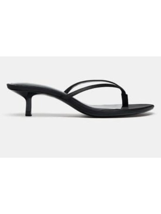 Zara Shoes - Zara Black Satin Kitten Heeled Sandals Size 7.5